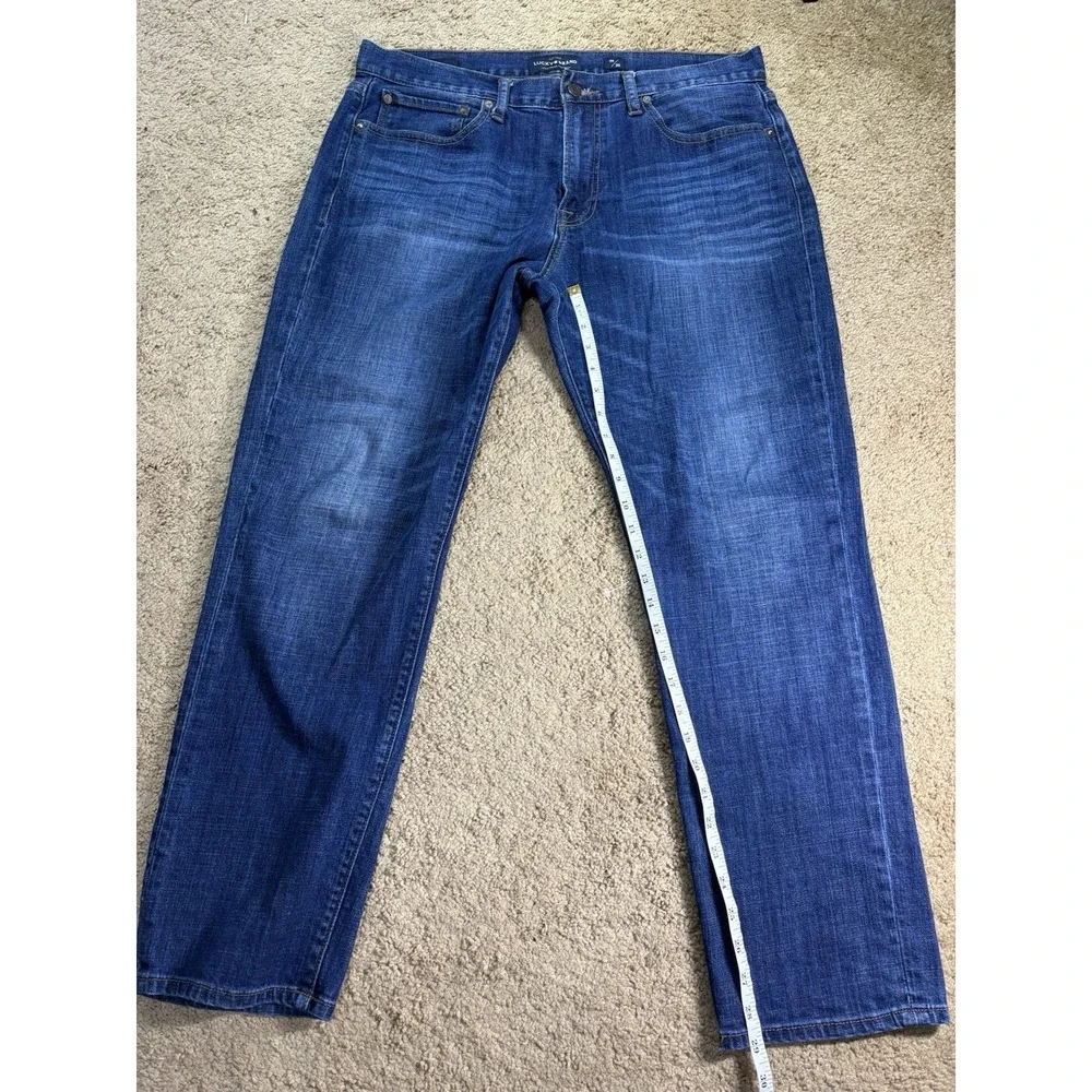 Lucky Brand 121 Slim Jeans Men 36/30 Blue Straight Leg Mid Rise Stretch Preppy